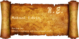 Maksai Edvin névjegykártya